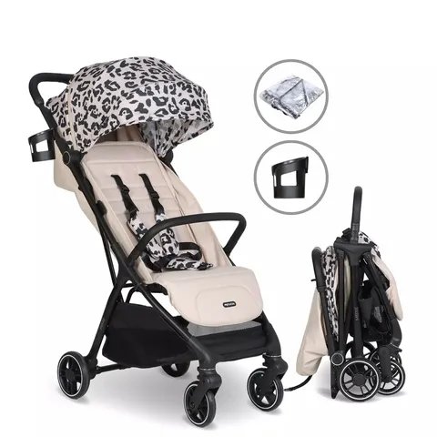 MY BABIIE MBX6 AUTO-FOLD COMPACT STROLLER - FAWN LEOPARD