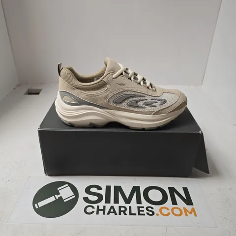 BOXED PAIR OF DEPORTIVO COMBINADO OUT OF CORE TRAINERS IN BEIGE - UK 7