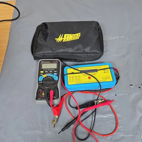 KEWTECH KT115 DIGITAL MULTIMETER WITH LEADS & 612 INTELLIGENT BATTERY TESTER – IN CASE