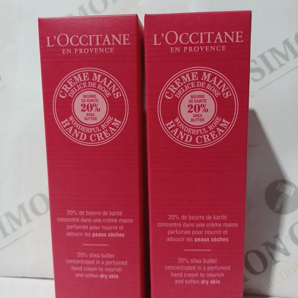 BOXED L'OCCITANE SET OF 2 WONDERFUL ROSE HAND CREAMS (150ML PER BOTTLE)