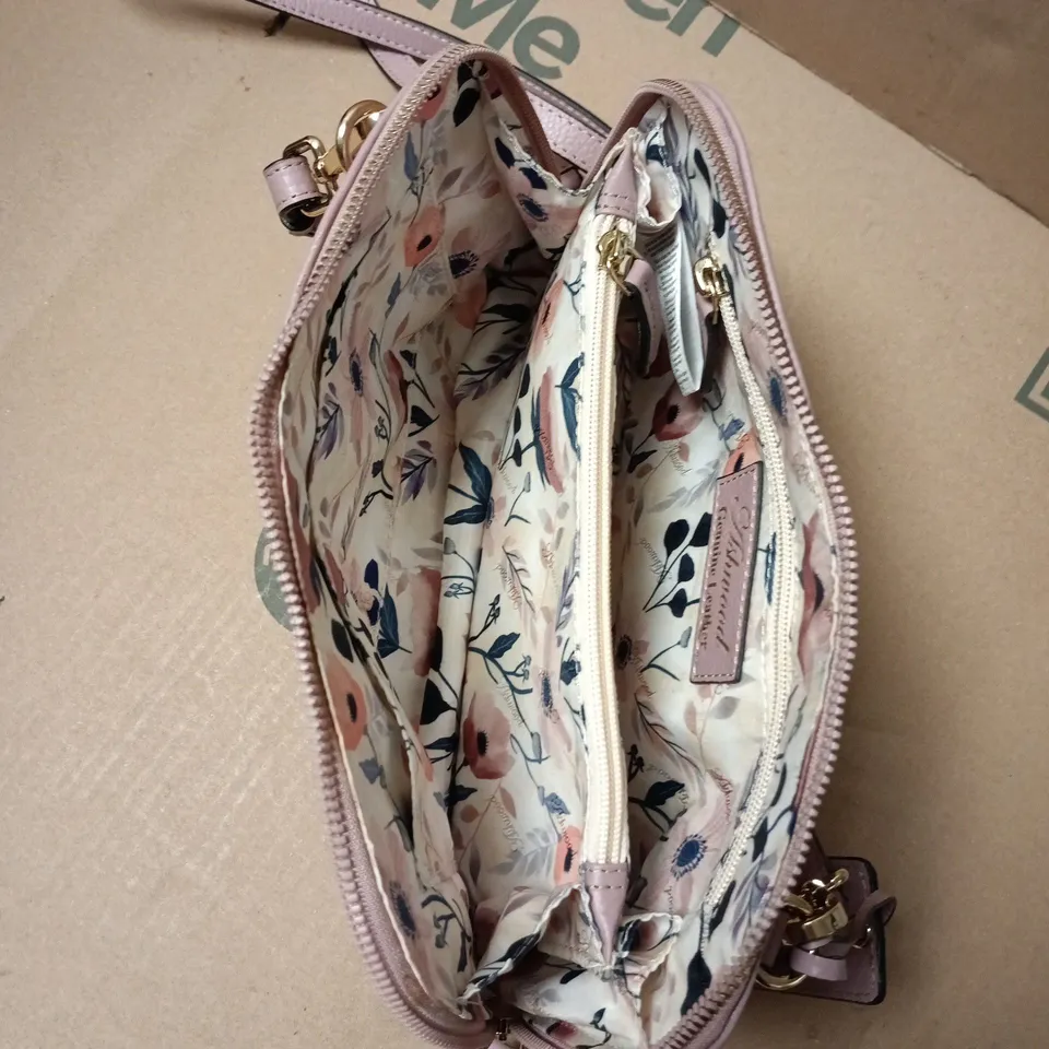 LILAC ASHWOOD DOUBLE COMPARTMENT GENUINE LEATHER CROSS BODY HANDBAG WITH SEPARATE PURSE
