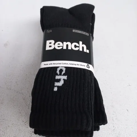 BENCH. SOCKS – BLACK, 5 PACK, UK 6-11