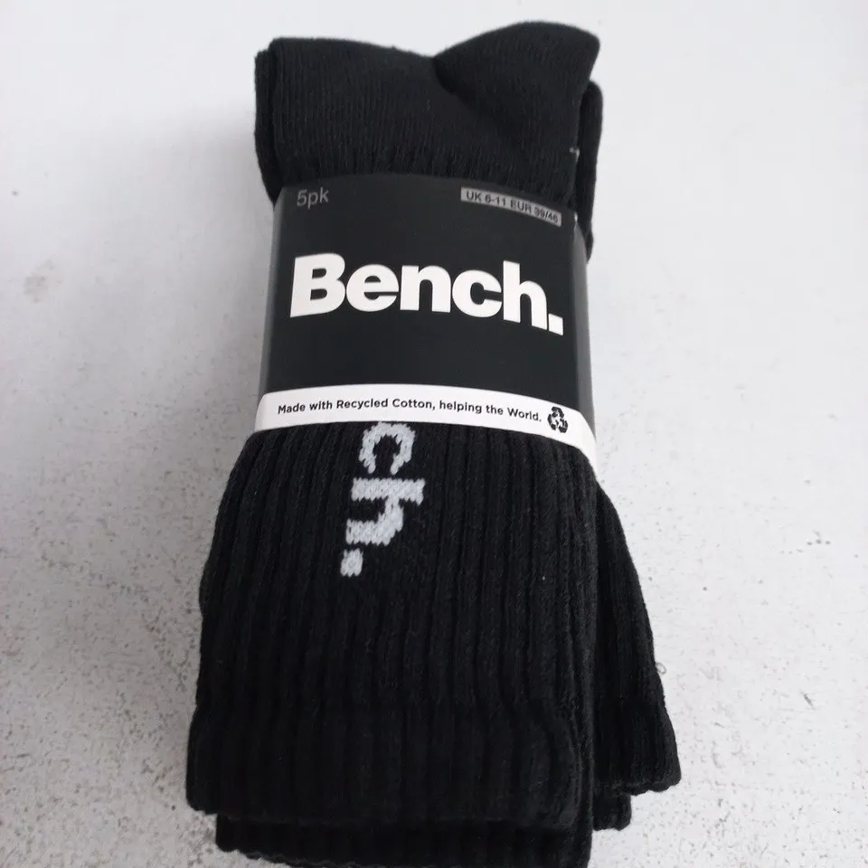 BENCH. SOCKS – BLACK, 5 PACK, UK 6-11