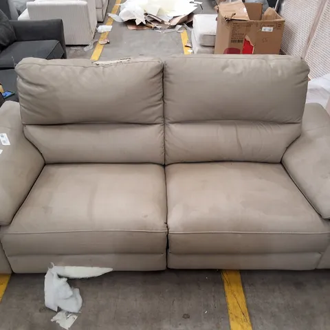 GREY FAUX LEATHER RECLINING 3-SEATER SOFA