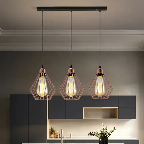 BOXED BUSER 3-LIGHT ROSE GOLD PENDANT (1 BOX)