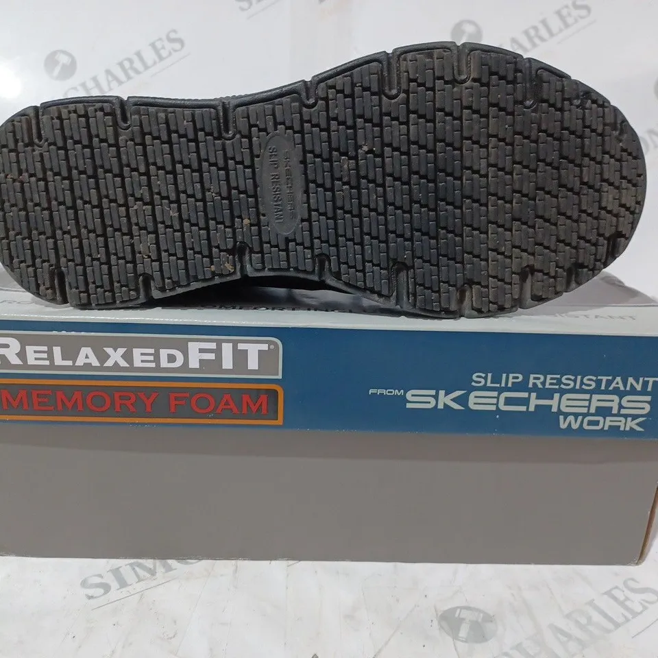 BOXED SKECHERS WORK TRAINERS IN BLACK SIZE 6.5