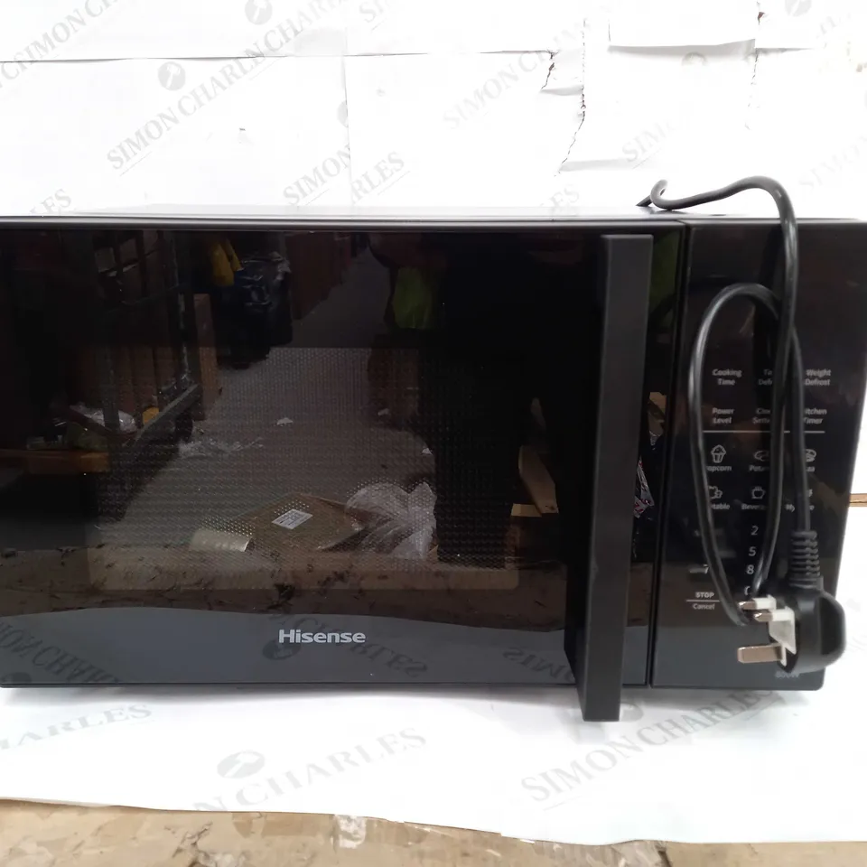 HISENSE 23 LITRE MICROWAVE, BLACK [H23MOBS5HUK] (BOX WATER DAMAGED) 