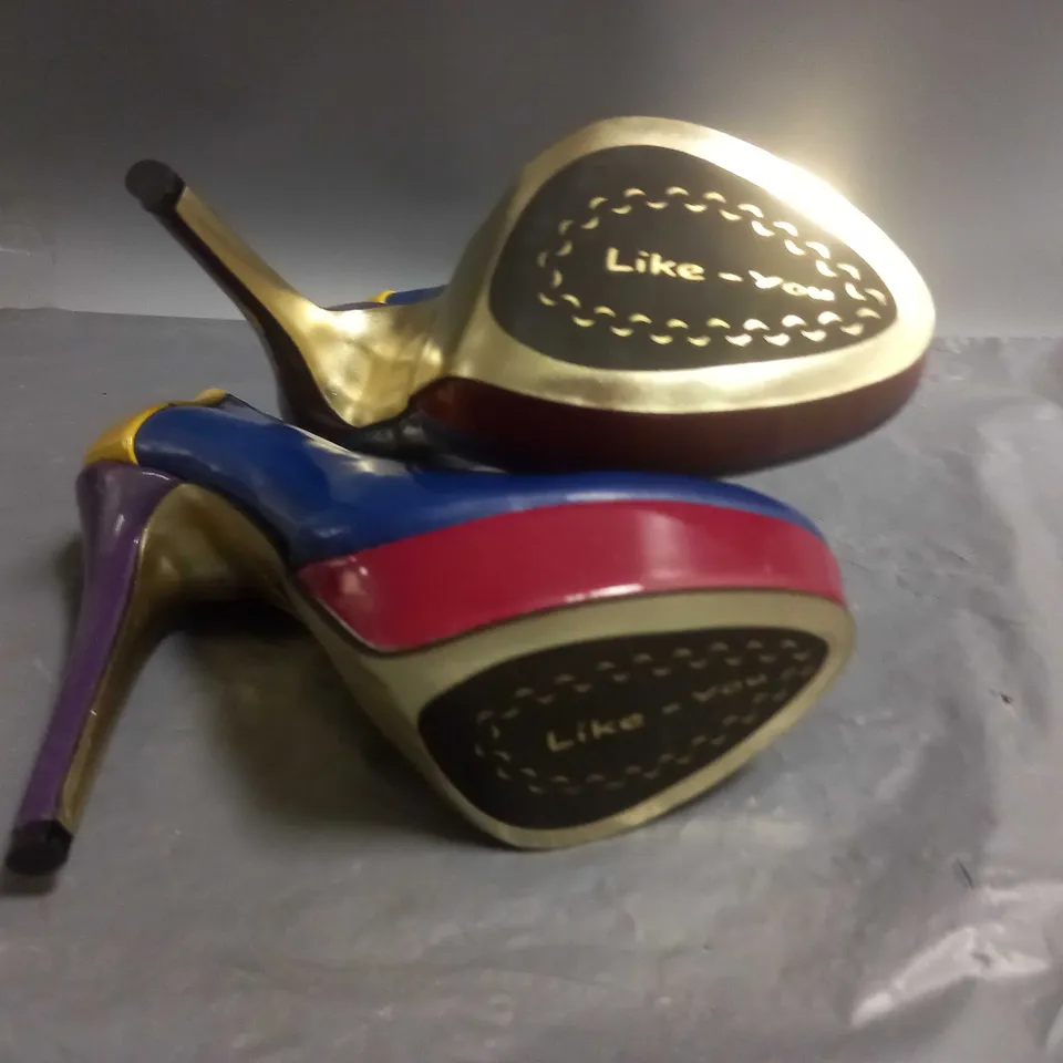 PAIR OF LIKE YOU COLOUR BLOCK HIGH HEELED SHOES - 36