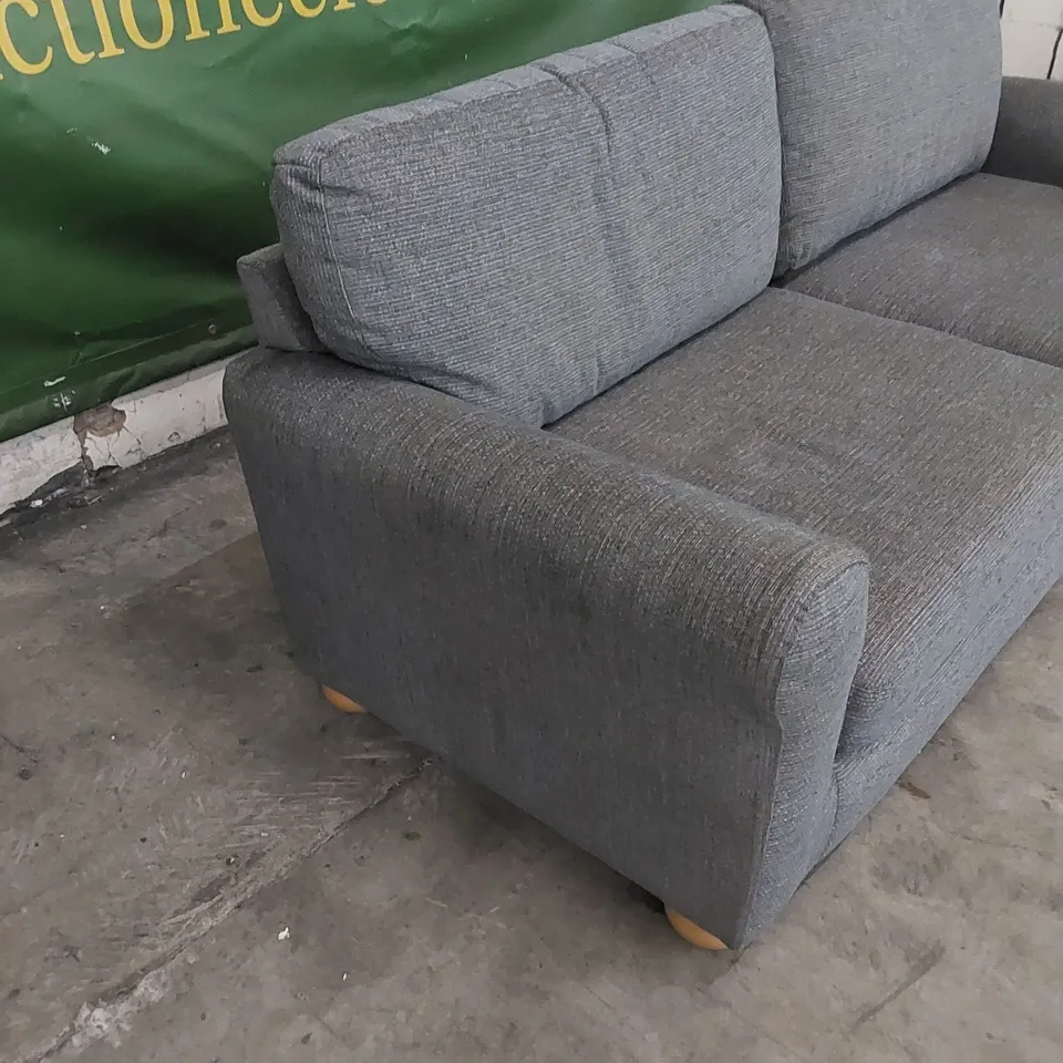 DESIGNER SOFA UPHOLSTERED IN SLATE GREY FABRIC