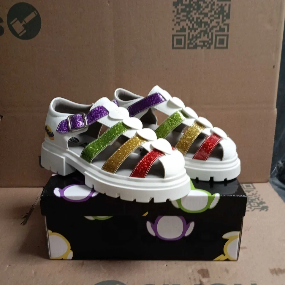 KOI KIDZ TELETUBBIES GLITTER TRUMPETS SANDALS WHITE MULTI SIZE 2