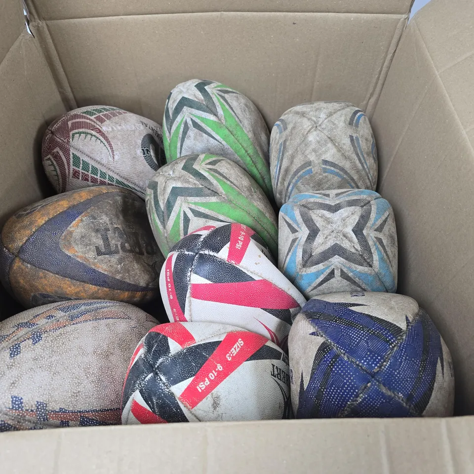 10 X ASSORTED RUGBY BALLS