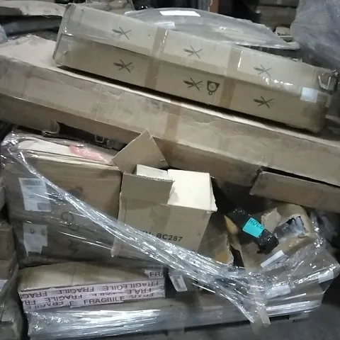 PALLET TO INCLUDE 4X5 MULTIPURPOSE LADDER BIG HINGE,LED FLOOD LIGHTS, PARTY TENT AND OTHER ASSORTED ITEMS...