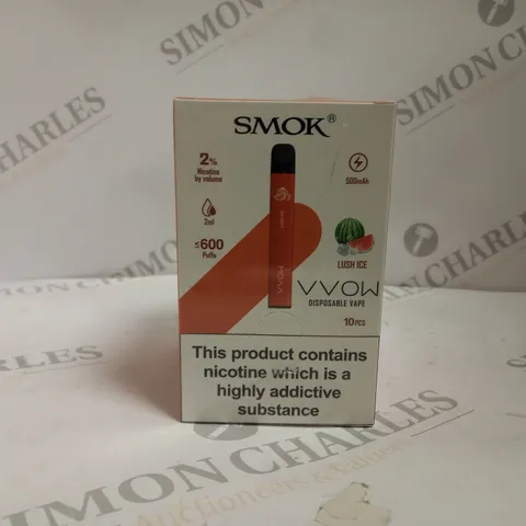 BOXED AND SEALED SMOK VVOW DISPOSABLE VAPE 10 PACK LUSH ICE