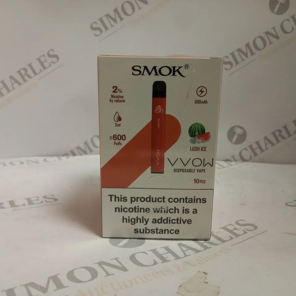BOXED AND SEALED SMOK VVOW DISPOSABLE VAPE 10 PACK LUSH ICE