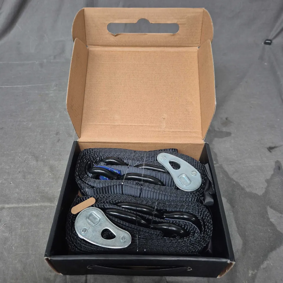 RHINO USA MOTORCYCLE TIE-DOWN SET – 2 X 3.8CM X 2.4M STRAPS WITH DRAWSTRING BAG