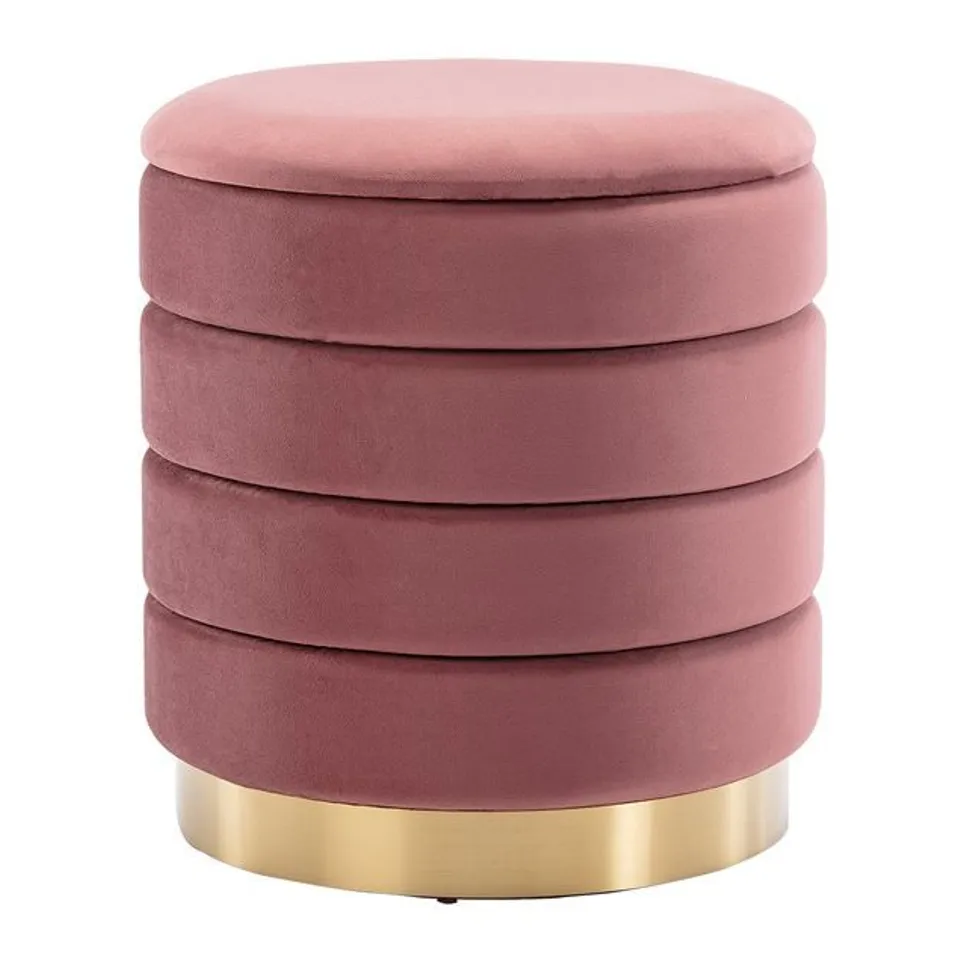 BOXED DESIGNER FILLIPA PINK LARGE STORAGE STOOL