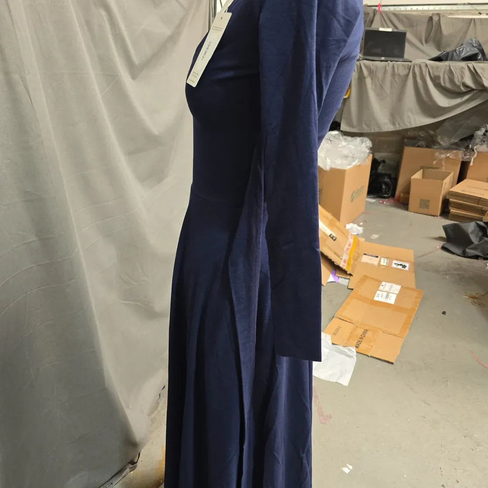AYM STUDIO NAVY BLUE LONG-SLEEVE MAXI DRESS