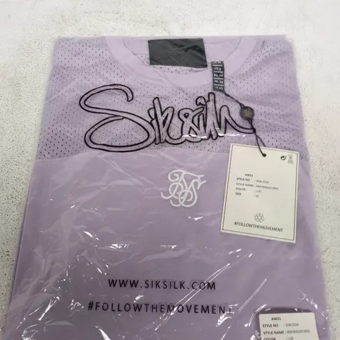 SIKSILK MESH PANELLED DRESS – LILAC, UK 10 (AW21)