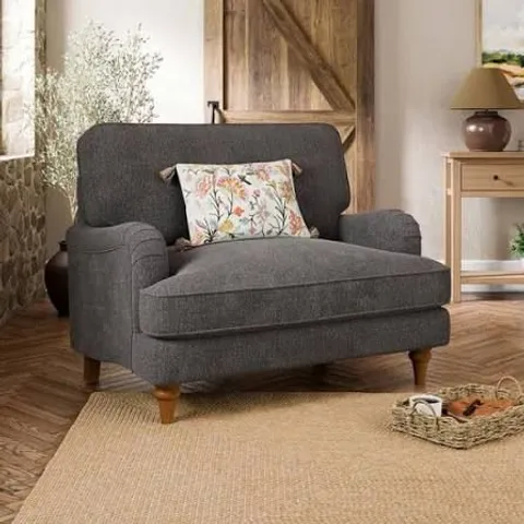BOXED BEATRICE II SOFT TONAL CHENILLE SNUGGLE CHAIR - CHARCOAL (1 BOX)