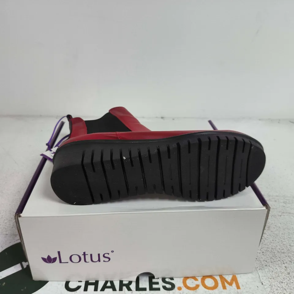 LOTUS DRESDEN RED/BLACK LEATHER ANKLE BOOT SIZE 40 BOXED