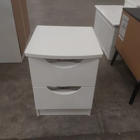 DESIGNER 2 DRAWER WOODEN BEDSIDE TABLE