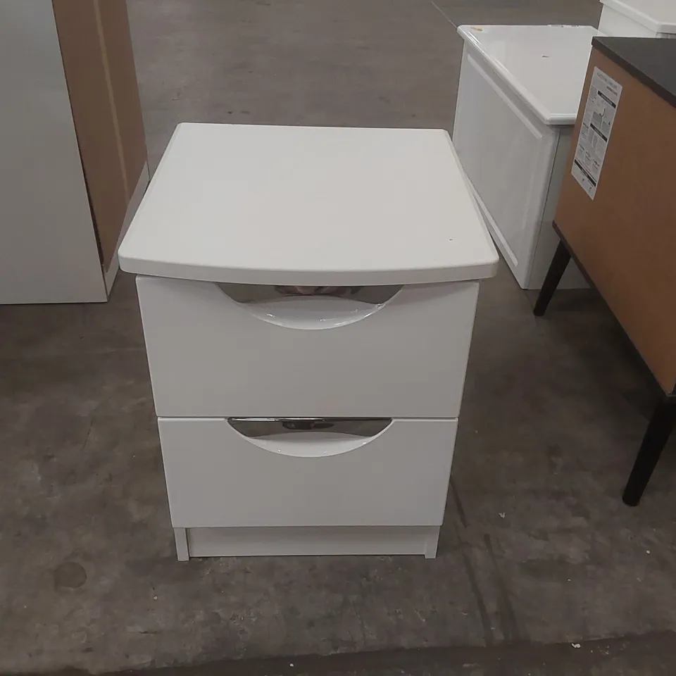 DESIGNER 2 DRAWER WOODEN BEDSIDE TABLE