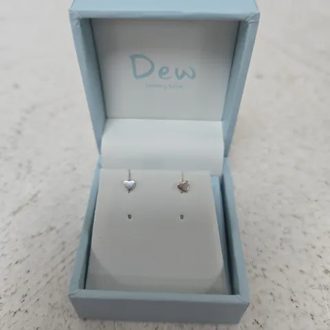 DEW STERLING SILVER HEART STUD EARRINGS