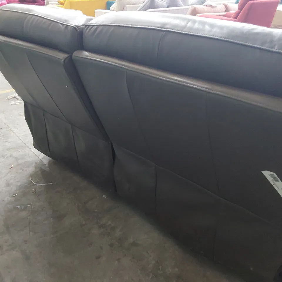 DESIGNER JAMES POWER RECLINING THREE SEATER SOFA GREY LEATHER 