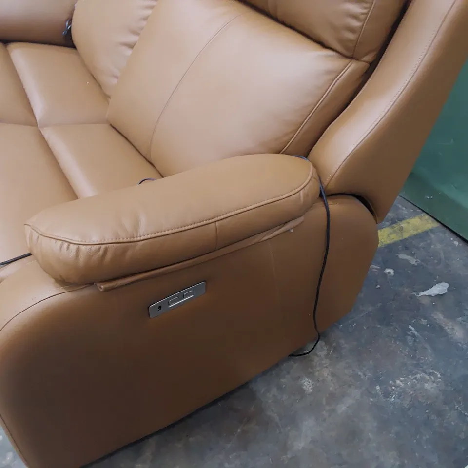 QUALITY BRITISH DESIGNER G PLAN KINGSBURY POWER RECLINING TWO SEATER SOFA CAMBRIDGE TAN LEATHER 