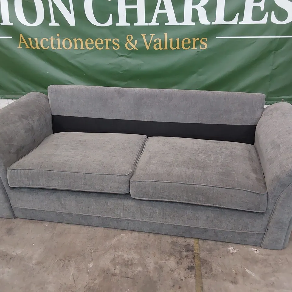 DESIGNER THREE SEATER SOFA GREY FABRIC 