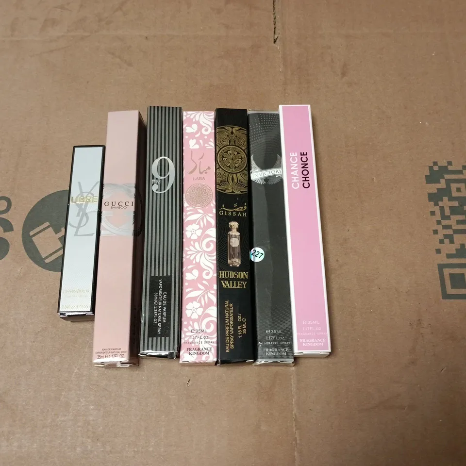 LOT OF 7 ASSORTED EAU DE PARFUMS TO INCLUDE GISSAH, GUCCI BAMBOO AND YSL LIBRE