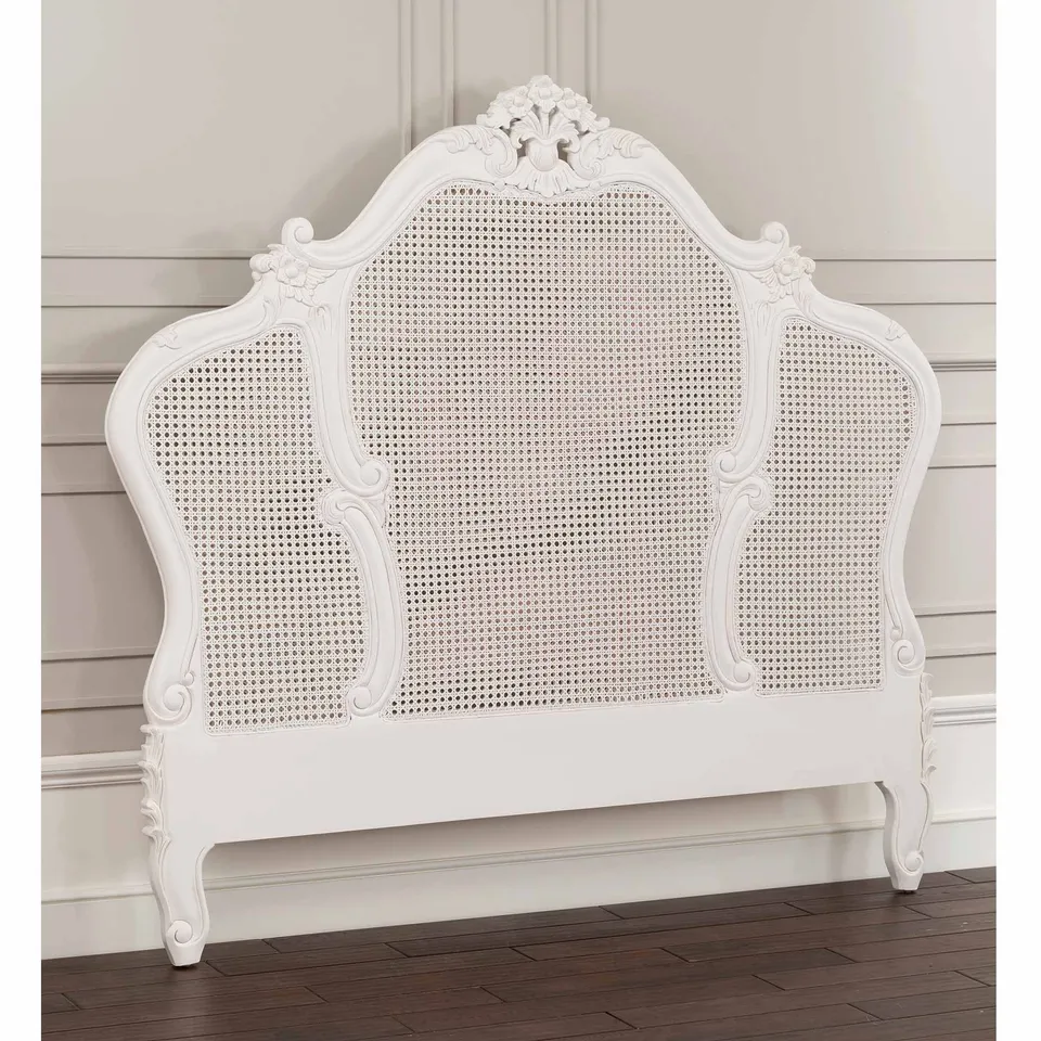 BRAND NEW BOXED ANTIQUE FRENCH LOUIS XV RATTAN HEADBOARD SINGLE