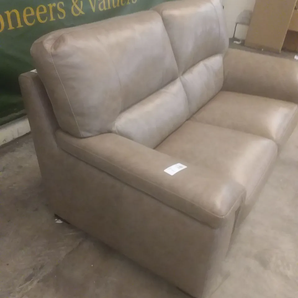 DESIGNER ITALIAN MADE VIRGILIO TAN LEATHER 2 SEATER SOFA