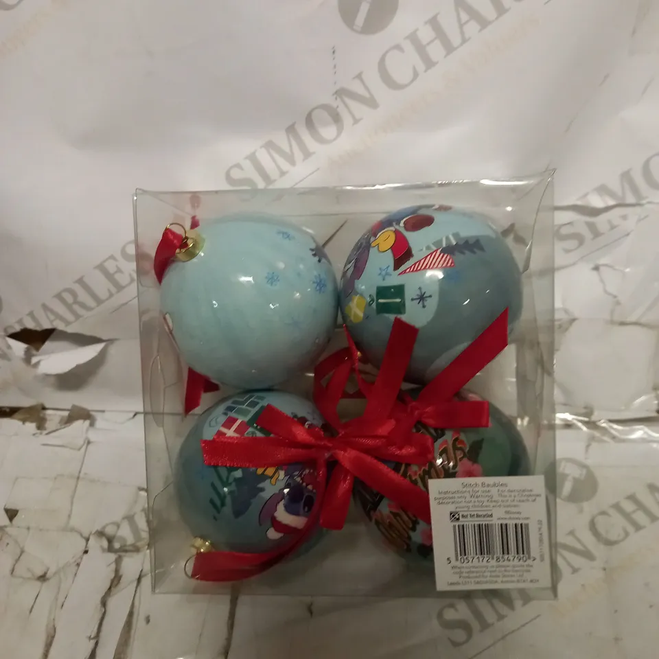 BRAND NEW LOT OF 6 PACK OF 4 DISNEY STITCH BAUBLES 