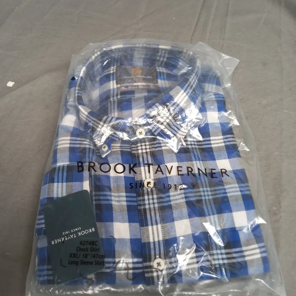 SEALED BOOK TAVENER JUNE COTTON CLASSIC FIT BLUE SHIRT - XXL