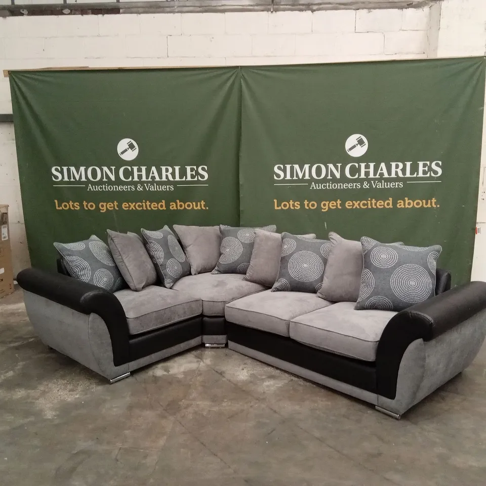 DANUBE FABRIC/FAUX LEATHER LEFT HAND CORNER GROUP SCATTER BACK SOFA RRP £1049
