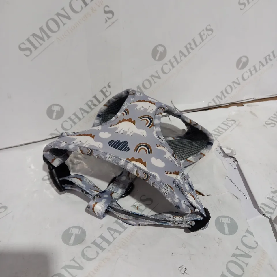 PUP N POOCH DINOSAUR PRINT GREY DOG HANESS