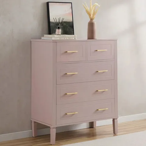 BOXED DUSK SIENNA 5 DRAWER CHEST - DUSTY MAUVE (1 BOX)