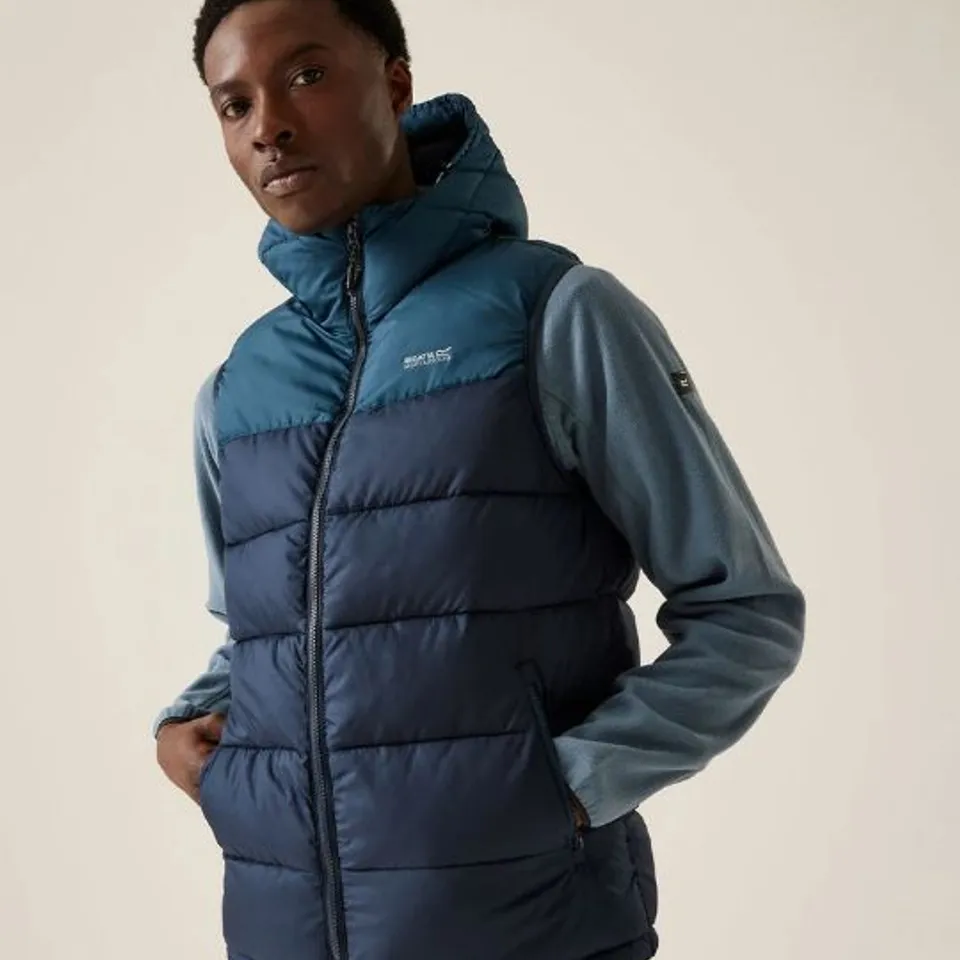 BRAND NEW REGATTA NEVADO HOODED PUFFER VEST MOONLIGHT DENIM SIZE XXL