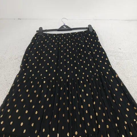 TU WOMEN’S BLACK SKIRT WITH GOLD POLKA DOTS, UK 16