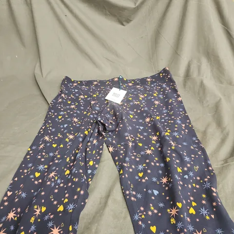 WHITE STUFF NAVY STAR & HEART PRINT TROUSERS – WOMEN'S MEDIUM