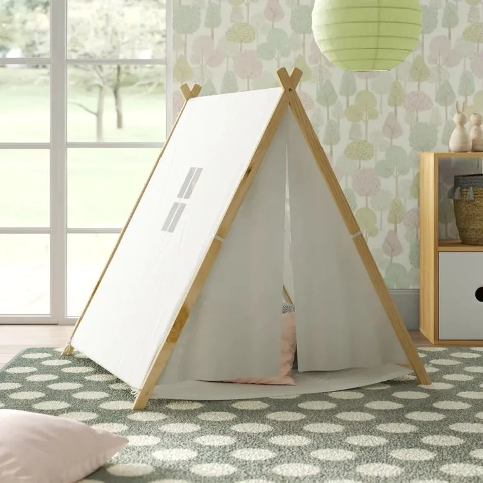 BOXED MACK+MILO 104cm W X 100cm D INDOOR/OUTDOOR COTTON PLAY TENT - WHITE (1 BOX)