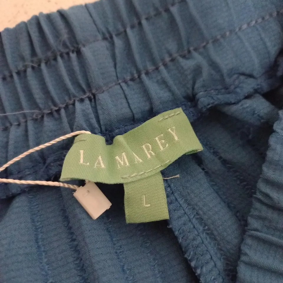 LA MAREY BLUE ELASTICATED PLEATED TROUSERS – UK SIZE L