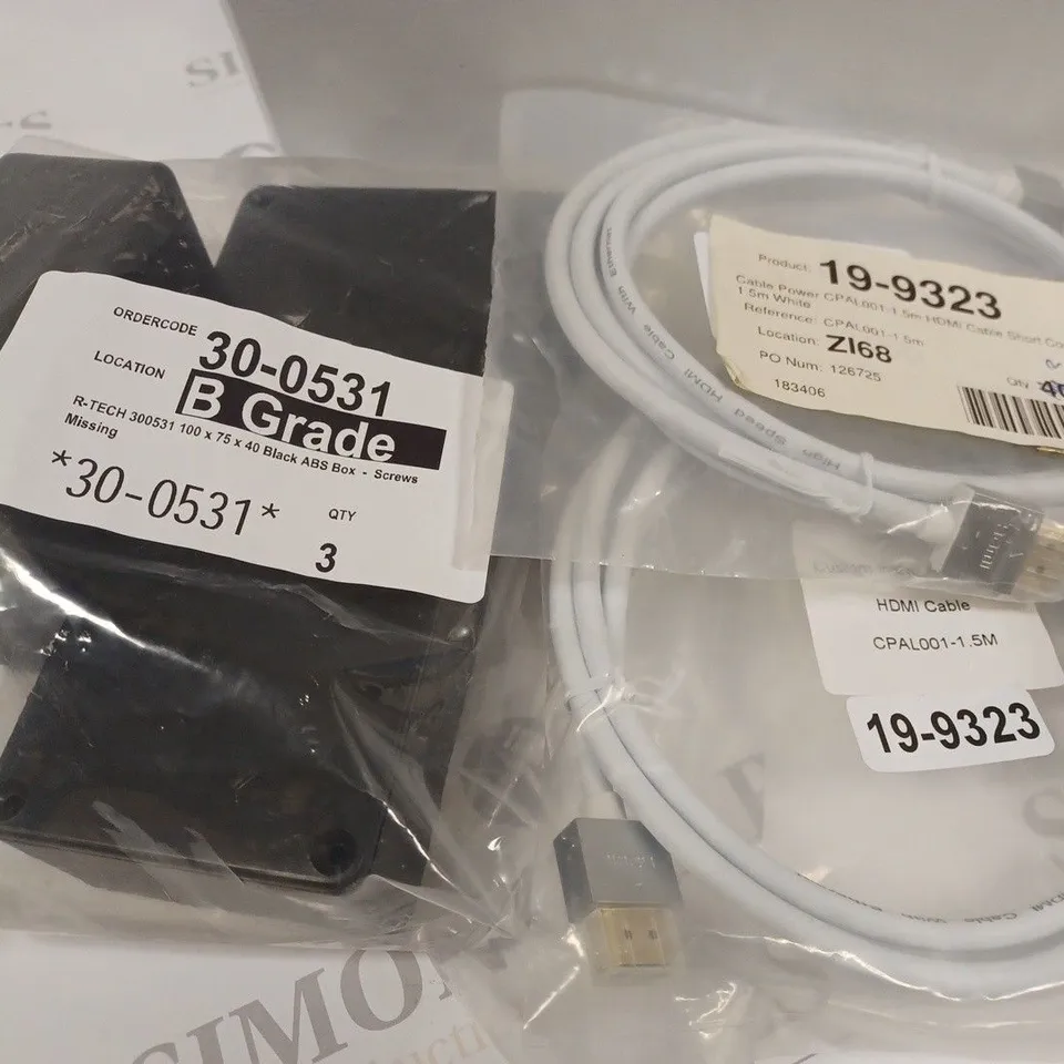 LOT OF 6 ASSORTED ITEMS TO INCLUDE HDMI CABLE, SIROFLEX SURSEAL AND 204MM CARD GUIDES