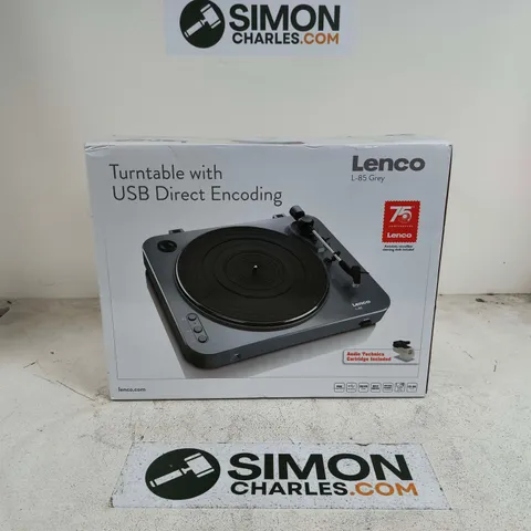 BOXED LENCO TURNTABLE WITH USB DIRECT ENCODING - L85 GREY