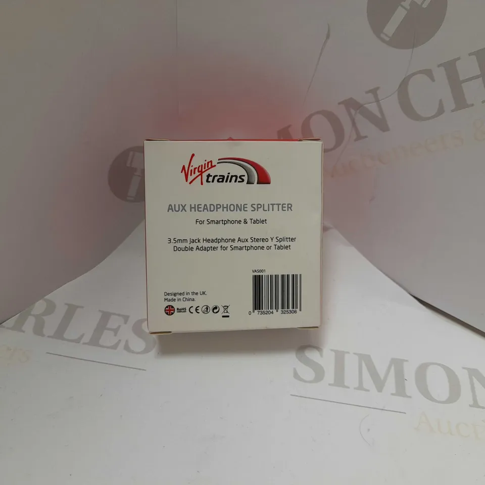 BOX OF APROX 10 VIRGIN TRAINS AUX HEADPHONES SPLITTERS 3.5MM
