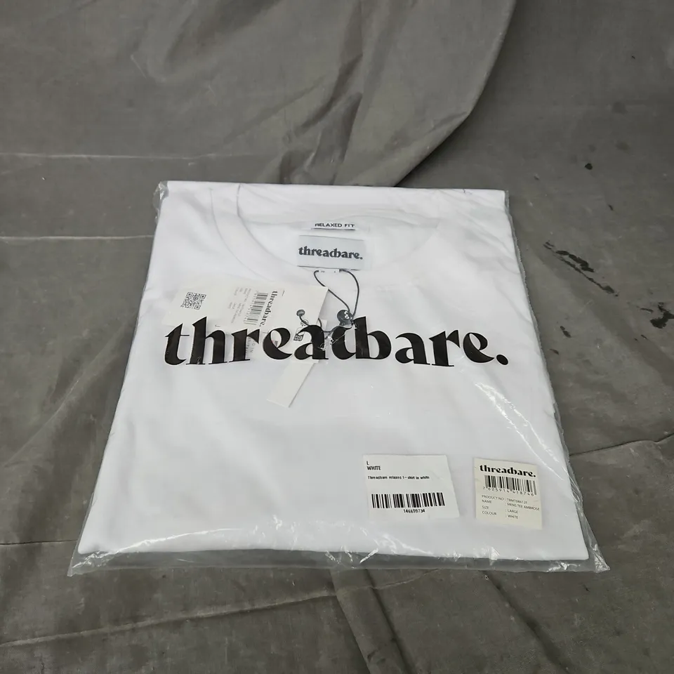 BAGGED THREADBARE RELAXED FIT T-SHIRT IN WHITE SIZE L