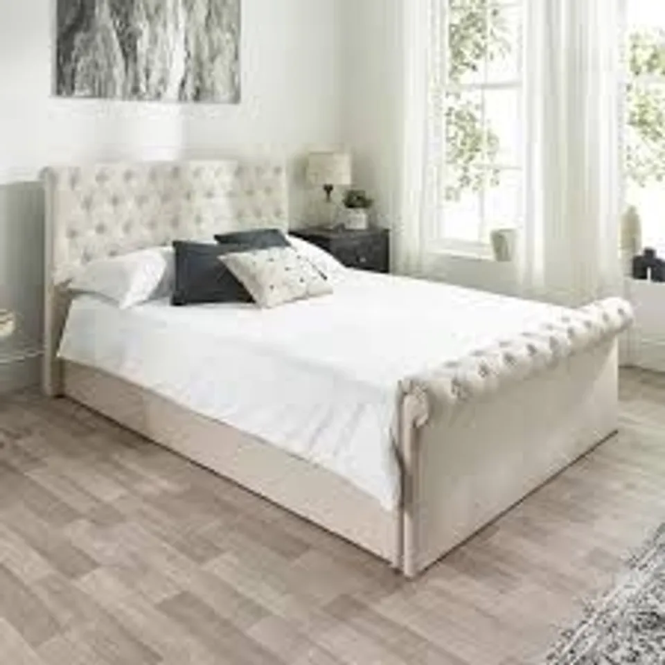 BOXED ASPIRE FURNITURE CHESSINGTON OTTOMAN SLEIGH BED NATURAL - DOUBLE (2 BOXES)