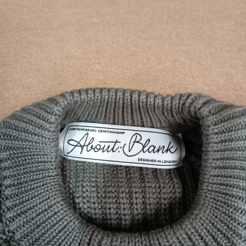 ABOUT BLANK RIB MOCK-NECK COTTON JUMPER – SAGE, SIZE S, DESIGNED IN LONDON