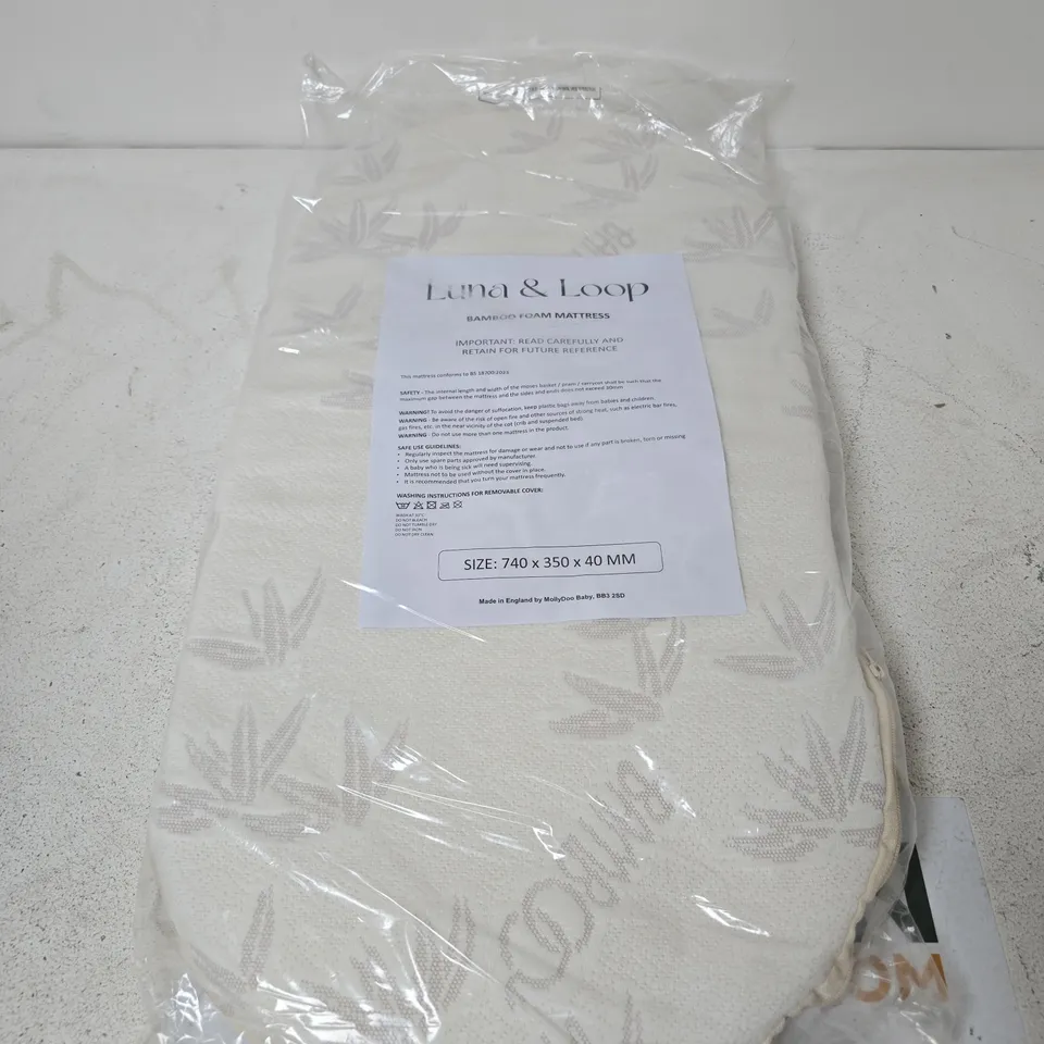 LUNA & LOOP BAMBOO FOAM BABY MATTRESS – 74 X 35 X 4 CM (IN PACKAGING)